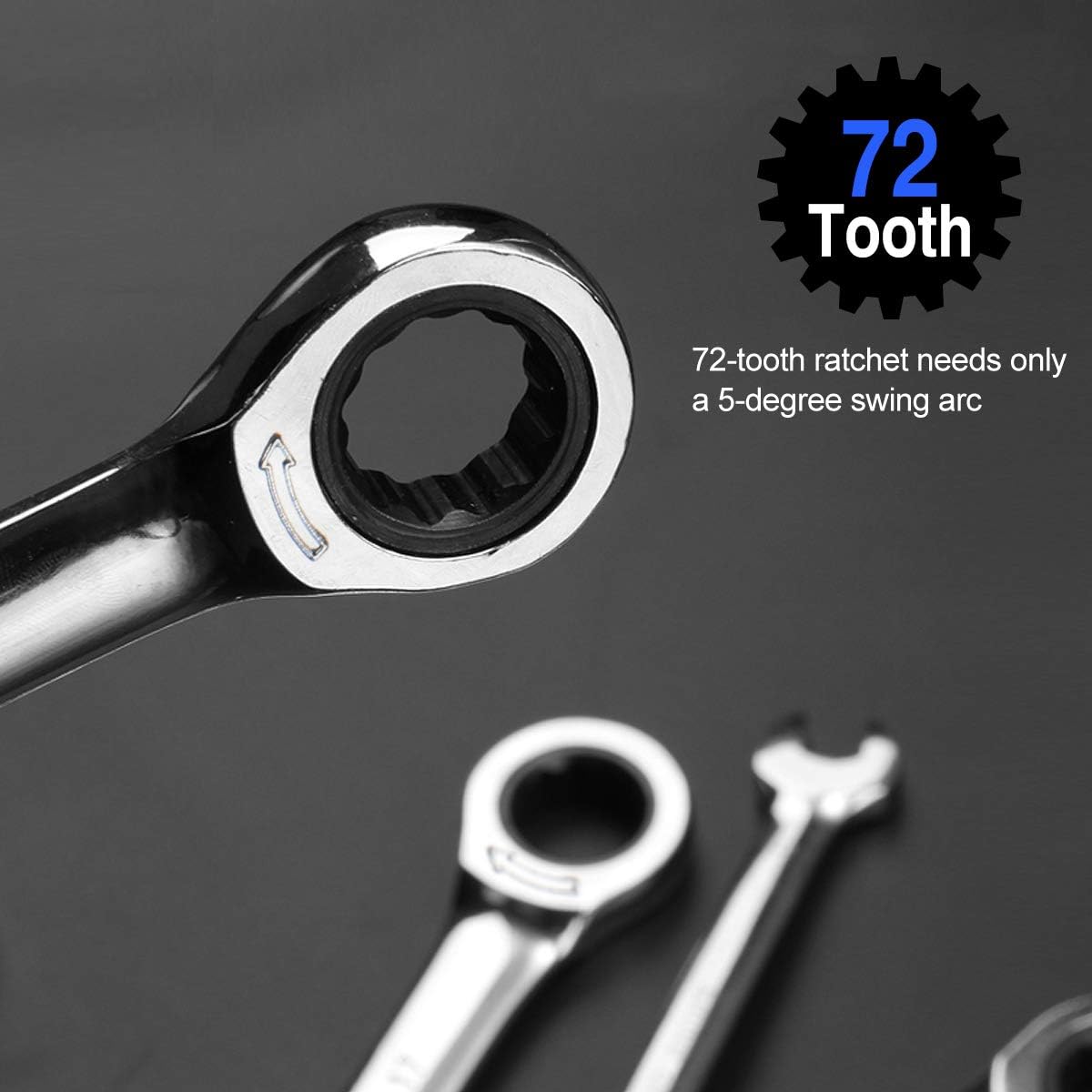 PROSTORMER 14-Piece Ratcheting Wrench Set, 6-19mm Metric Chrome Vanadium Steel Ratchet Wrenches
