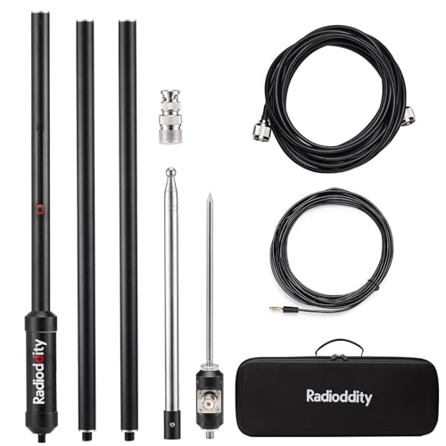 Radioddity HF-009 Portable HF Antenna, 5-50MHz Quick-Tuning Vertical Antenna, SWR 1.0-1.5, Compatible with Xiegu G90/X6100/X6200
