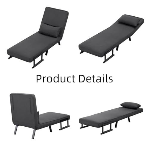 3 in 1 Sleeper Sofa Bed, Futon Sofa Bed for Living Room with Side Pocket, Black Sleepers Sofa Couch with Pullout Bed