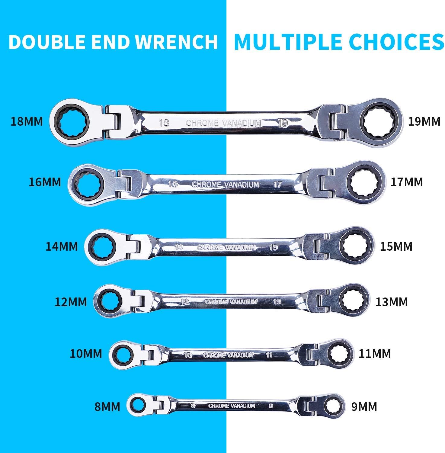 BANG 4 BUCK Metric Ratchet Wrench Set Double Box End Flex Head Ratcheting Wrench Roll for Craftsman