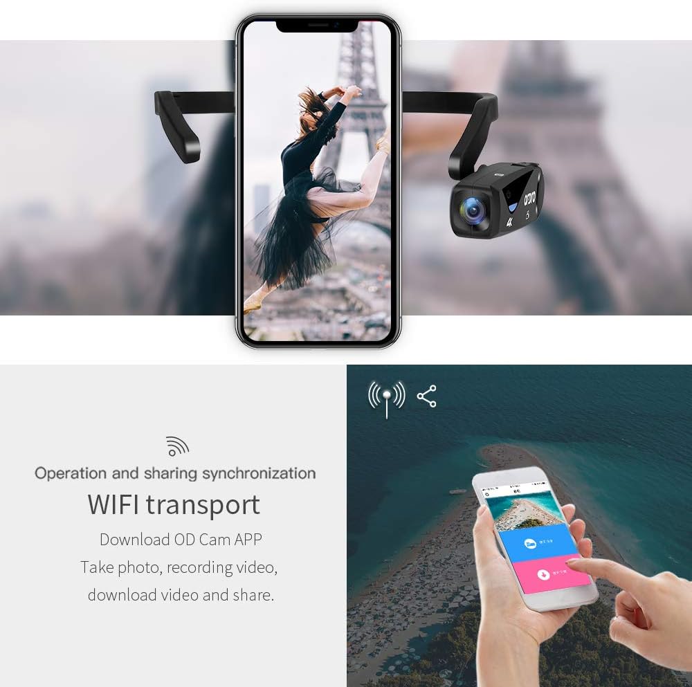 Ordro EP6 Vlog Camera 4K Camcorder Hands Free Lightweight Mini Wearable Video Camera Full HD 1080P 60FPS WI-Fi APP Connection Recorder with Remote