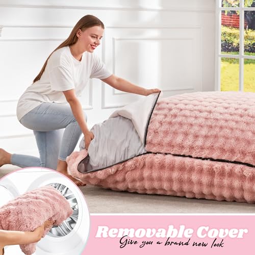 Hobestluk 3 in 1 Bean Bag Chair Giant Bean Bag Chairs Convertible Bean Bag Floor Cushion with Machine Washable Cover