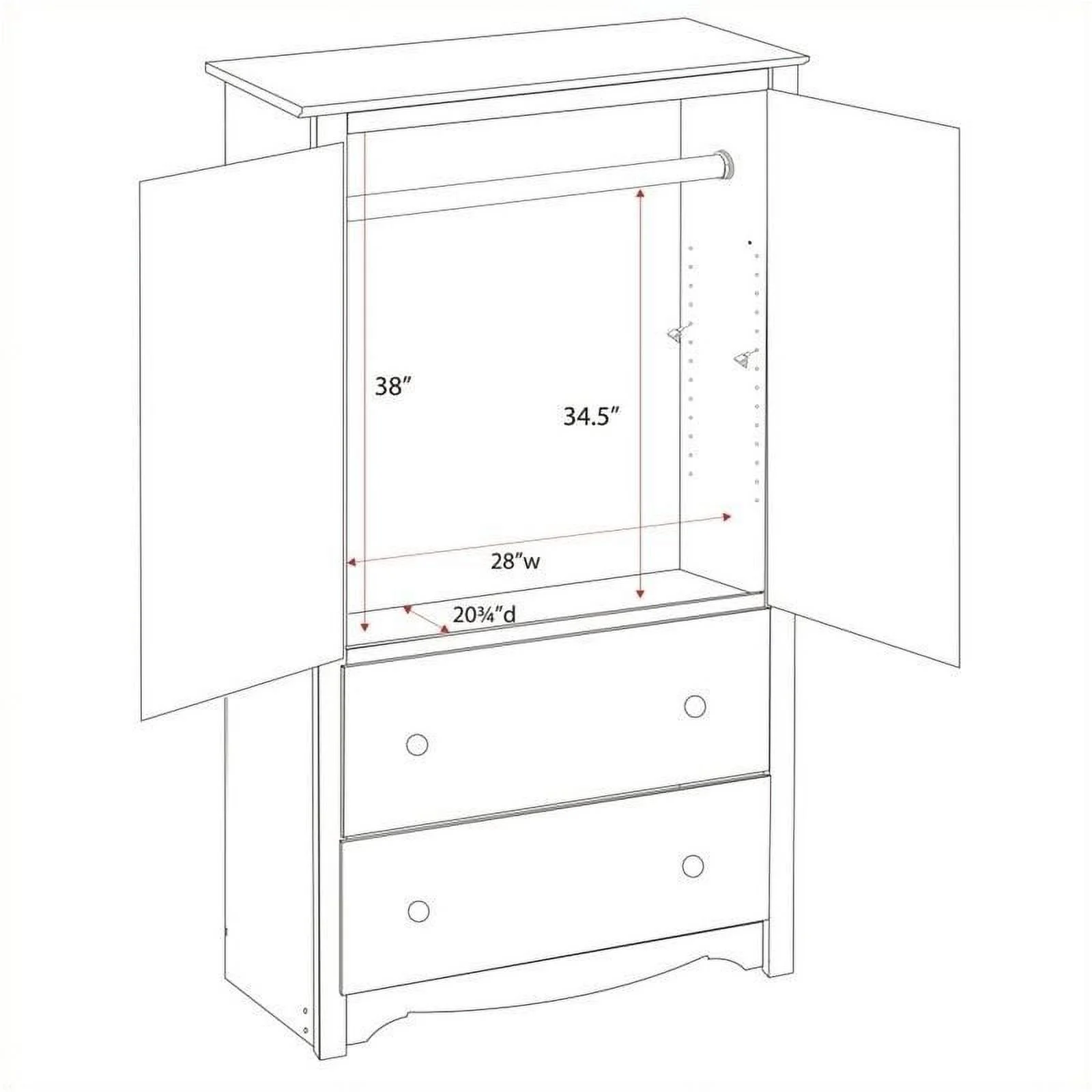 Pemberly Row Modern Engineered Wood TV Wardrobe Armoire in White