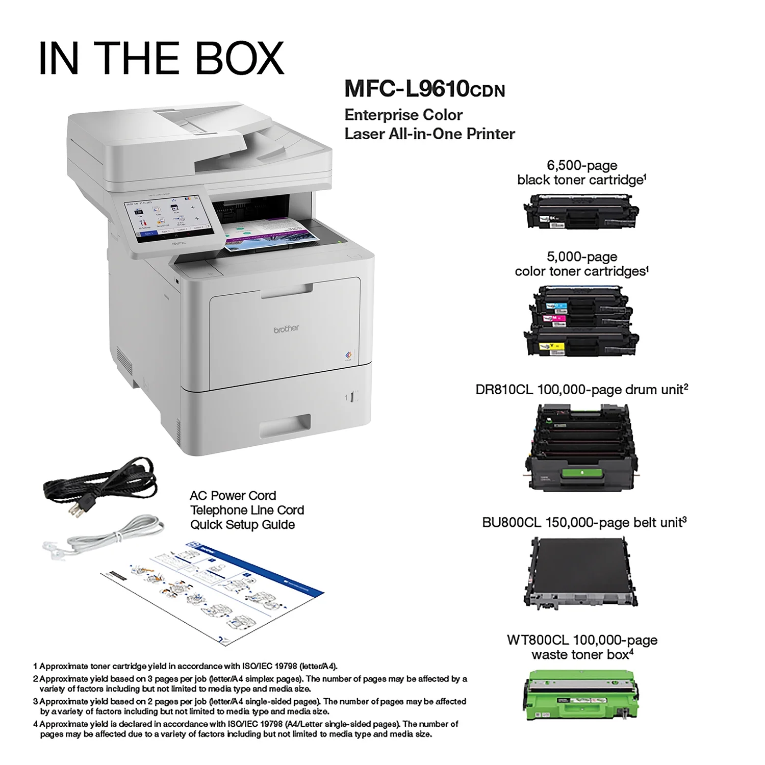 Brother MFC‐L9610CDN Enterprise Color Laser All‐in‐One Printer with Fast Printing, Large Paper Capacity, and Advanced Security Features