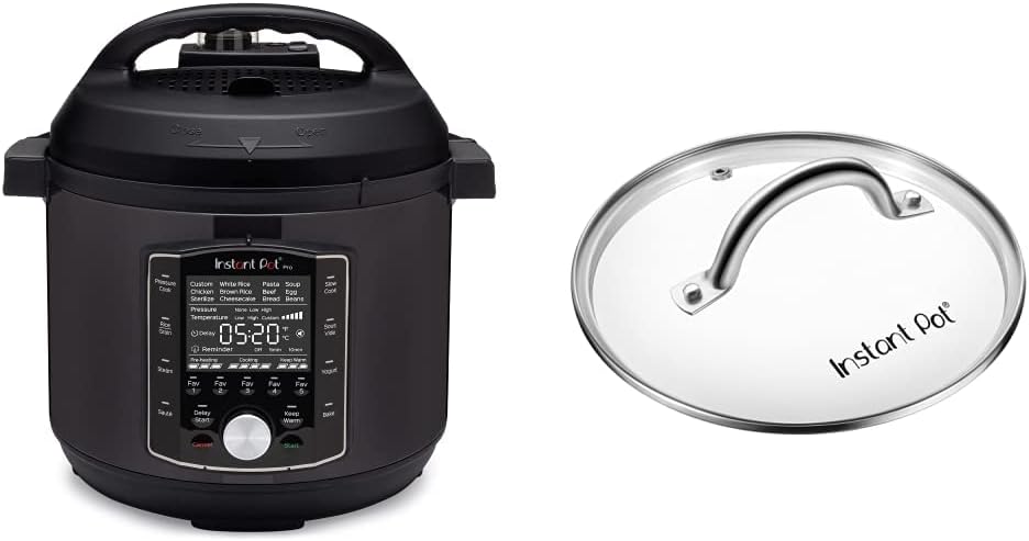 Instant Pot Pro 10-in-1 Pressure Cooker, Slow Cooker, Rice/Grain Cooker, Steamer, Sauté, Sous Vide, Yogurt Maker, 6 Quart & Tempered Glass Lid