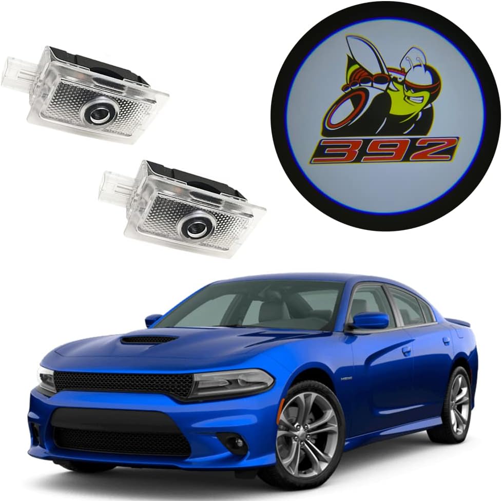 Eastfly Never Fade Car Door LED Logo for Dodge Projector Ghost Shadow Charger Magnum Puddle Courtesy Step Lights (8. Scat Pack Emblem on White for