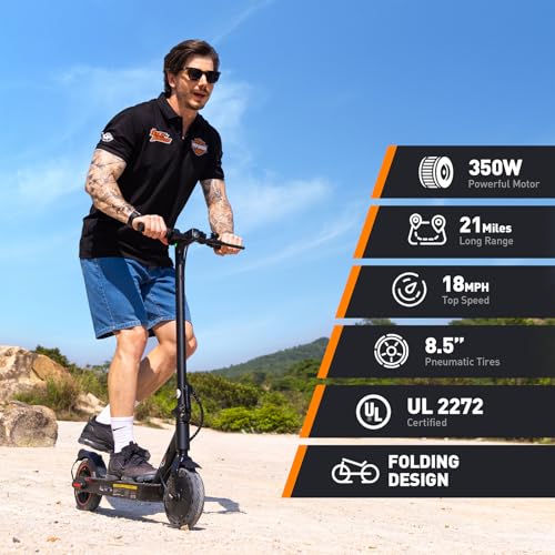 Electric Scooter, 500W/350W Powerful Motor, 22/18 MPH Top Speed, 23/21 Miles Long Range, 10"/8.5" Pneumatic Tires, Smart App