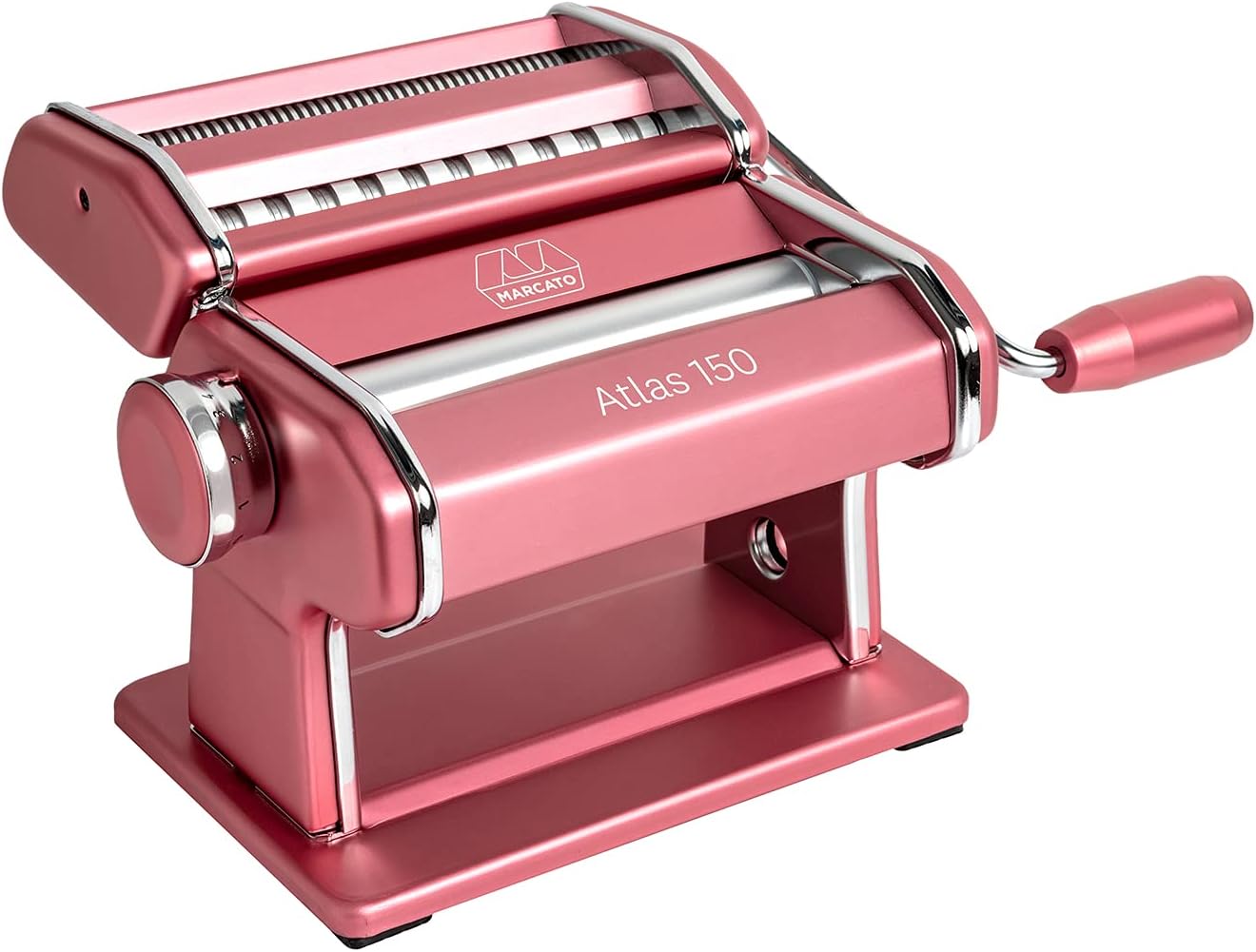 MARCATO Atlas 150 Machine, Made in Italy, Red, Includes Pasta Cutter, Hand Crank, and Instructions
