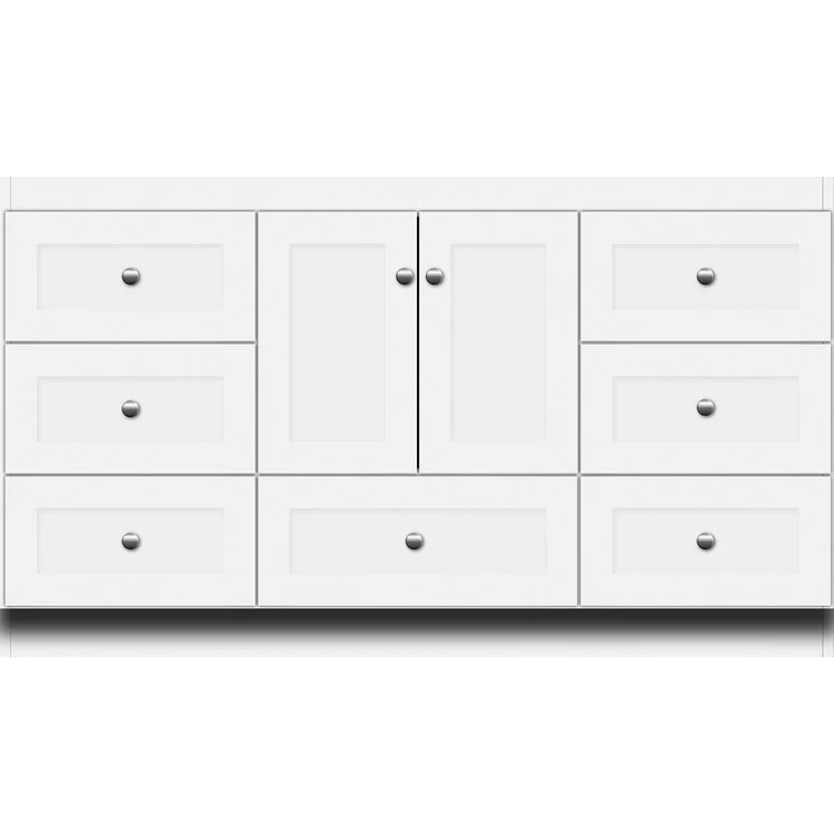 Simplicity Shaker 60"W x 21"D x 34.5"H Single Bathroom Vanity Cabinet Only with Side Drawers