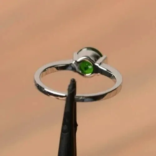 Ahansh Jewels Round Cut Green Emerald Women's Engagement Ring 925 Sterling Silver