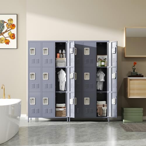 Metal Locker 3 Doors Storage Lockers for Employee,72" Tall Locker with Shelves and Hooks Steel Sports Locker for Office School Office Gym Home Garage