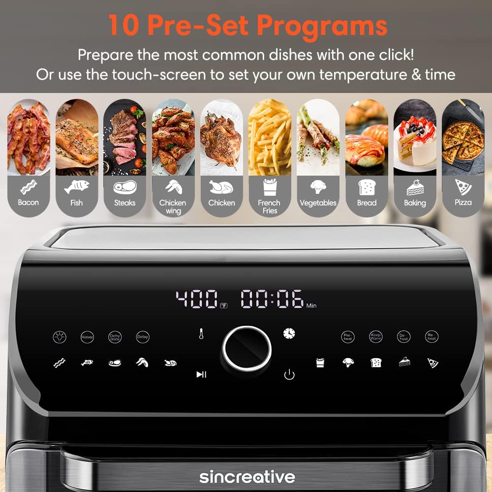 Air Fryer Toaster Oven, 10.6 QT Toaster Oven Air Fryer Combo with Dehydrator & Rotisserie