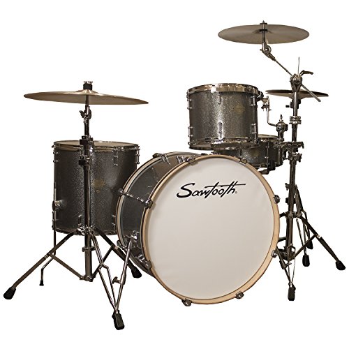 Sawtooth Command Series 4-Piece Shell Pack with 24" Bass Drum, Silver Sparkle, (ST-COM-4PC-24-SSPK)