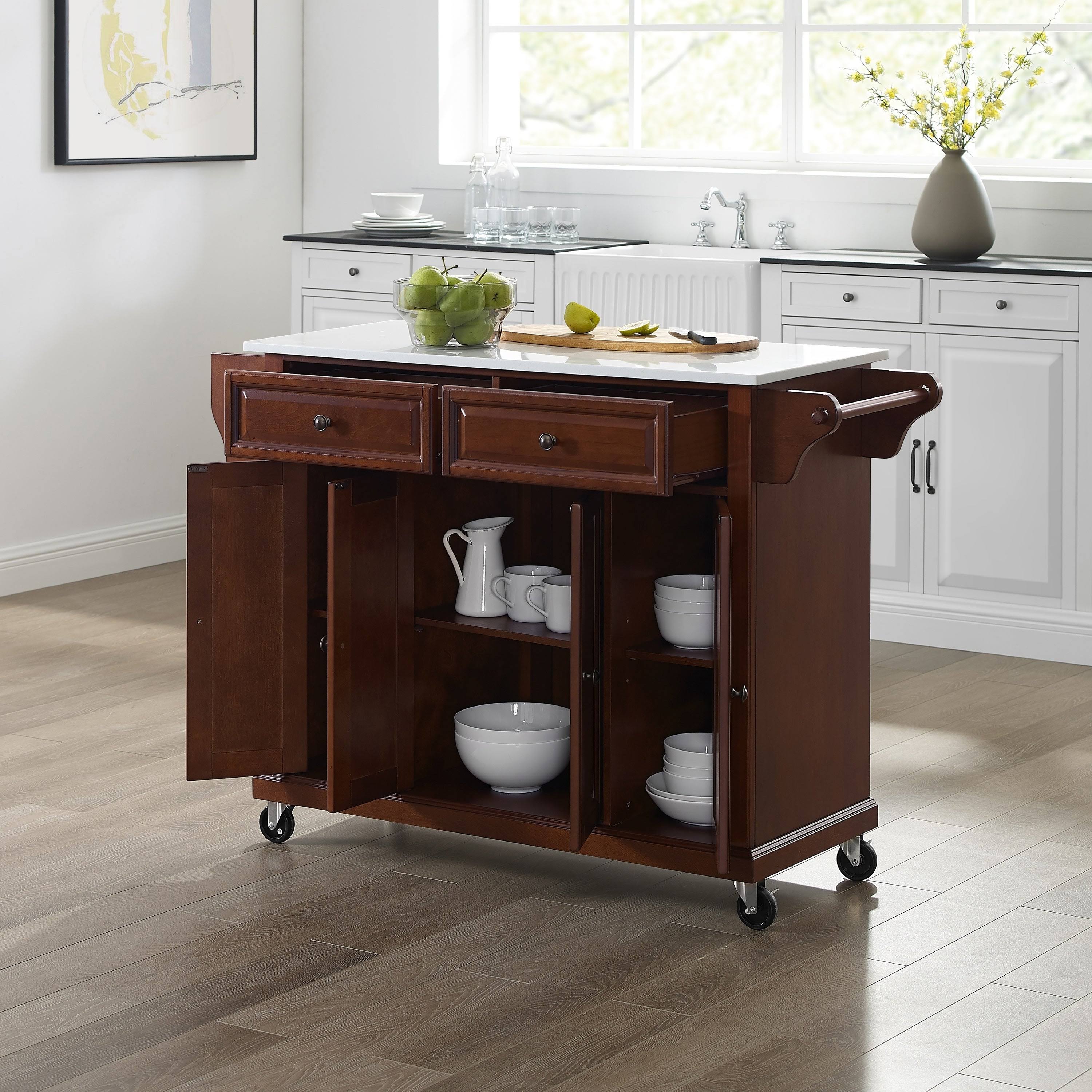Full Size Granite Top Kitchen Cart Mahogany - Crosley