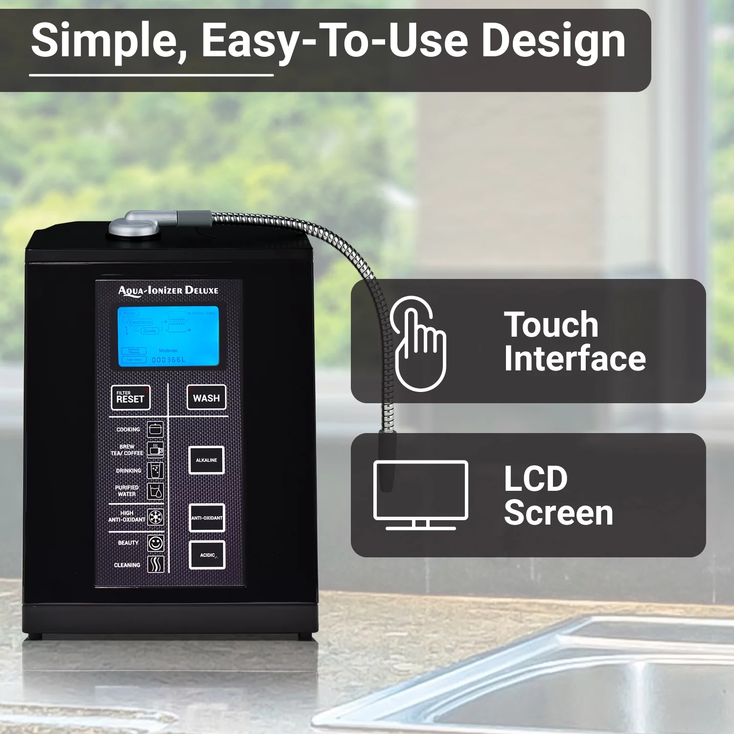 Aqua Ionizer Deluxe 9.5 Anti-Oxidant Boost Water Ionizer | Alkaline Water Filtration System | Produces pH 3.0-11.5 Alkaline Water | Up to -880mV ORP