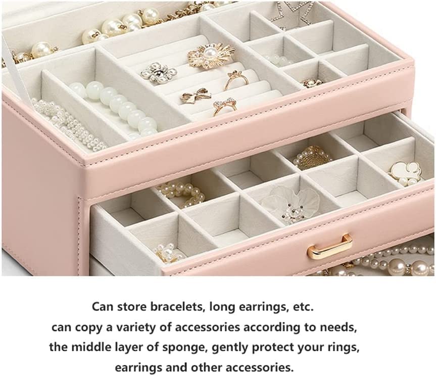 Jewelry Box Jewelry Boxes Jewelry Case PU Leather Jewelry Box Jewelry Storage Box Earring Ear Stud Ring Necklace Organizer Case Jewelry Box Organizer