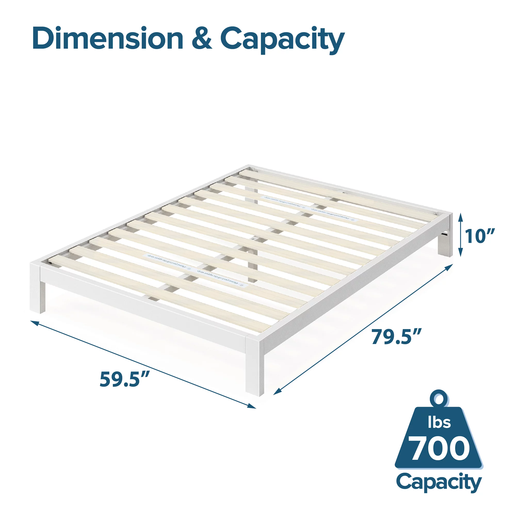 Zinus Arnav 10 White Metal Platform Bed Frame, Queen