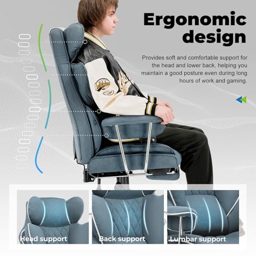 COMHOMA Big and Tall Office Chair, High Back Leather Gaming Chair with Footrest
