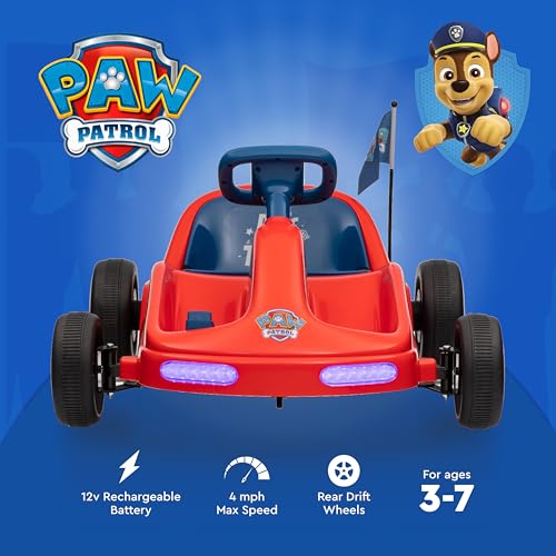 Bluey 12V Electric Go Kart for Kids, Electric Ride-On Toy with Lights, Seat Belt, Ages 3-6, Durable PVC and Iron Construction, Rechargeable Battery