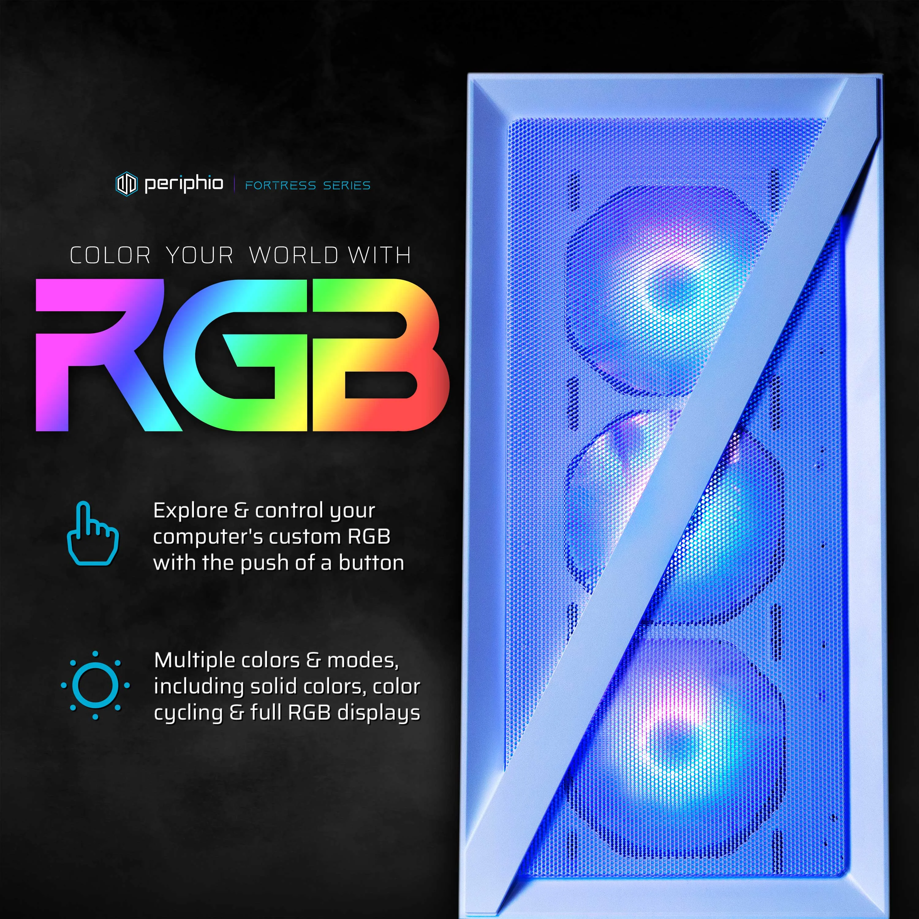 Periphio Fortress Gaming PC Computer | AMD Ryzen 5 5600G | Radeon Vega 7 Graphics | 1TB Solid State (SSD) | 16GB DDR4 RAM | Windows 11 | RGB