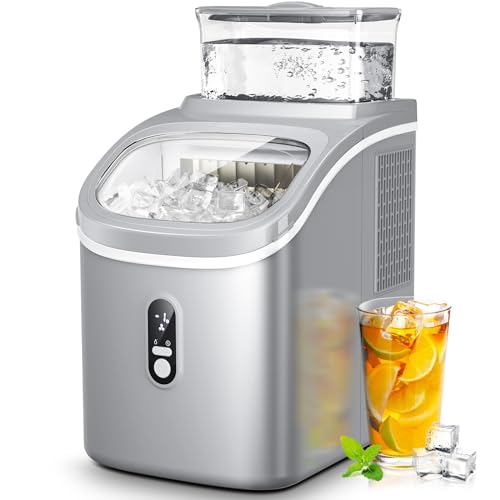 Kismile Ice Maker Countertop, Portable Ice Cube Maker Machine with 1.5L Detachable Water Tank, 33Lbs/Day, 16Pcs/5Mins, 24H Timer