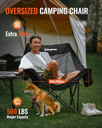 KingCamp Oversized XL Camping Chair, Heavy Duty 500lbs Folding Couch for Adults
