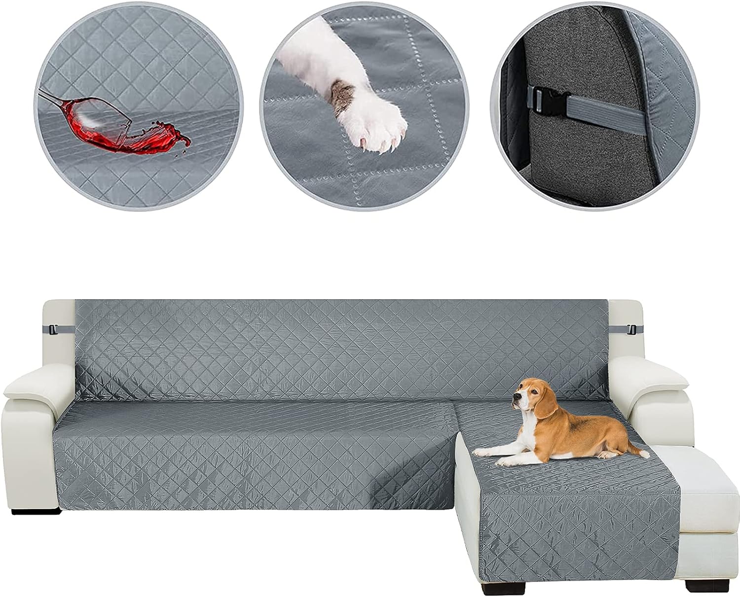 HDCAXKJ Sectional Couch Covers for Dogs 3-Pieces Water Resistant L Shape Sofa Cover Set Pet Friendly Sectional Slipcovers Living Room Non Slip