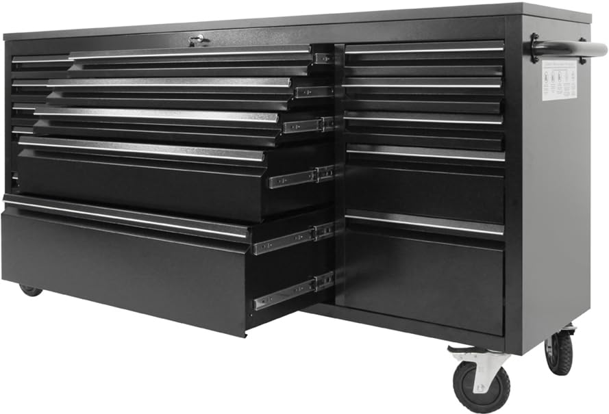 CHETTO C 72 in Rolling Tool Chest with Drawers MobileTool Cabinet Storage Lock Key Wheels Locking System Drawer Liners for Garage Warehouse Repair