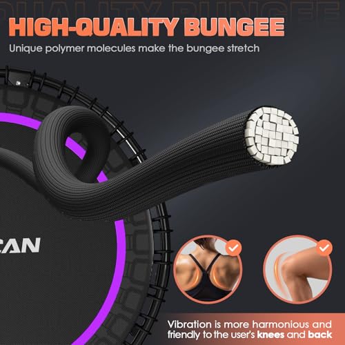 BCAN 450/550 LBS Foldable Mini Trampoline, 40"/48" Fitness Trampoline with Bungees, U Shape Adjustable Foam Handle