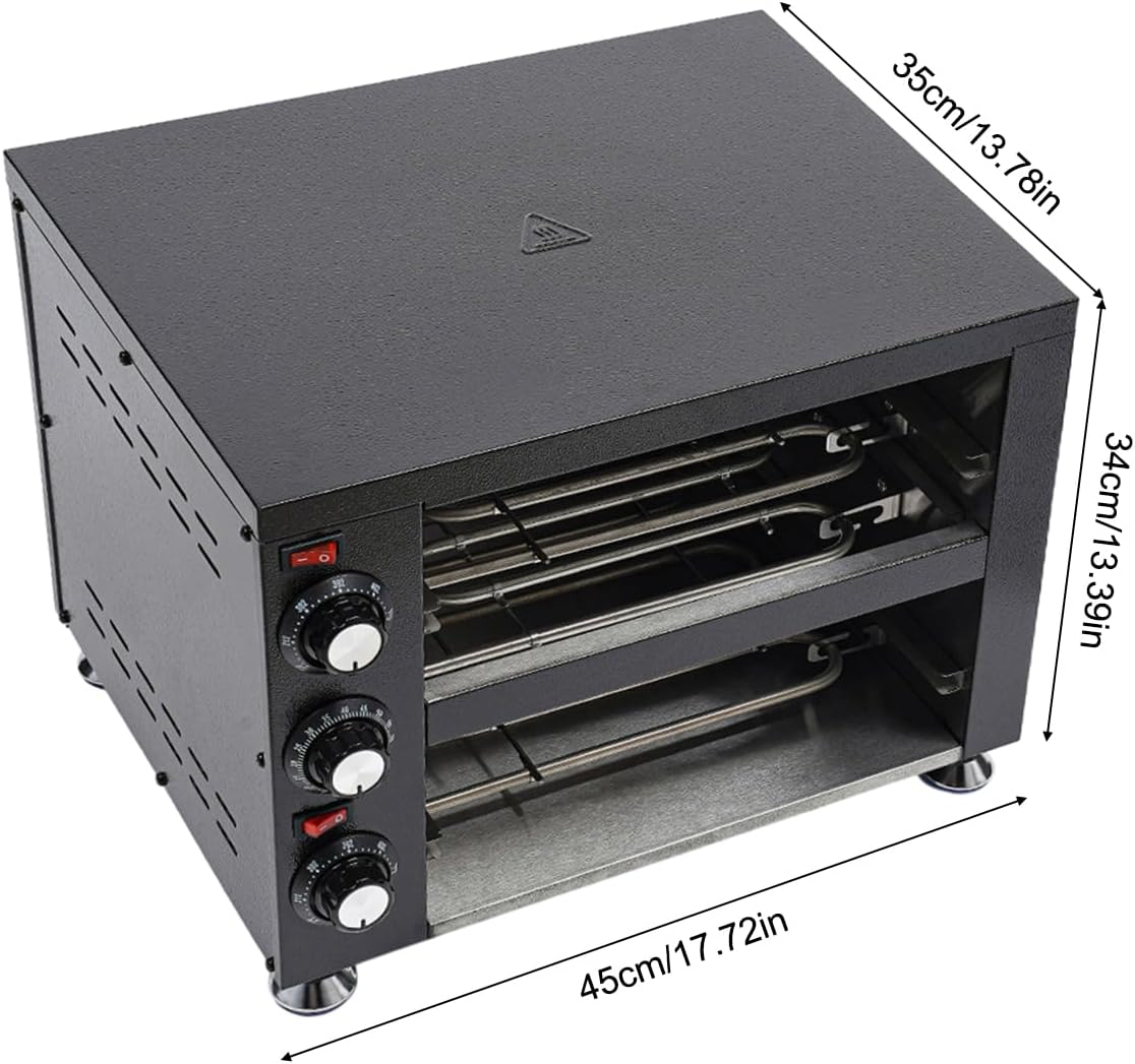 2 Tier Pizza Oven 2200W Stainless Steel Electric Pizza Oven with Trays and Timer