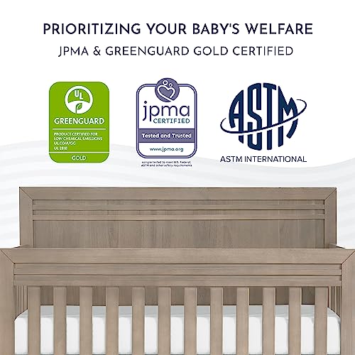 Evolur Kyoto 5-in-1 Convertible Crib in Brown Stone, Greenguard Gold and JPMA Certified, Non-Toxic Baby Safe Paint, Made of Hardwood