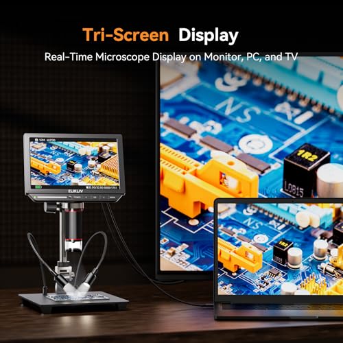 4K Digital Microscope, Elikliv EM4K 8" Coin Microscopes 2000x, 52MP HDMI Microscopes, Soldering Microscope for Adults