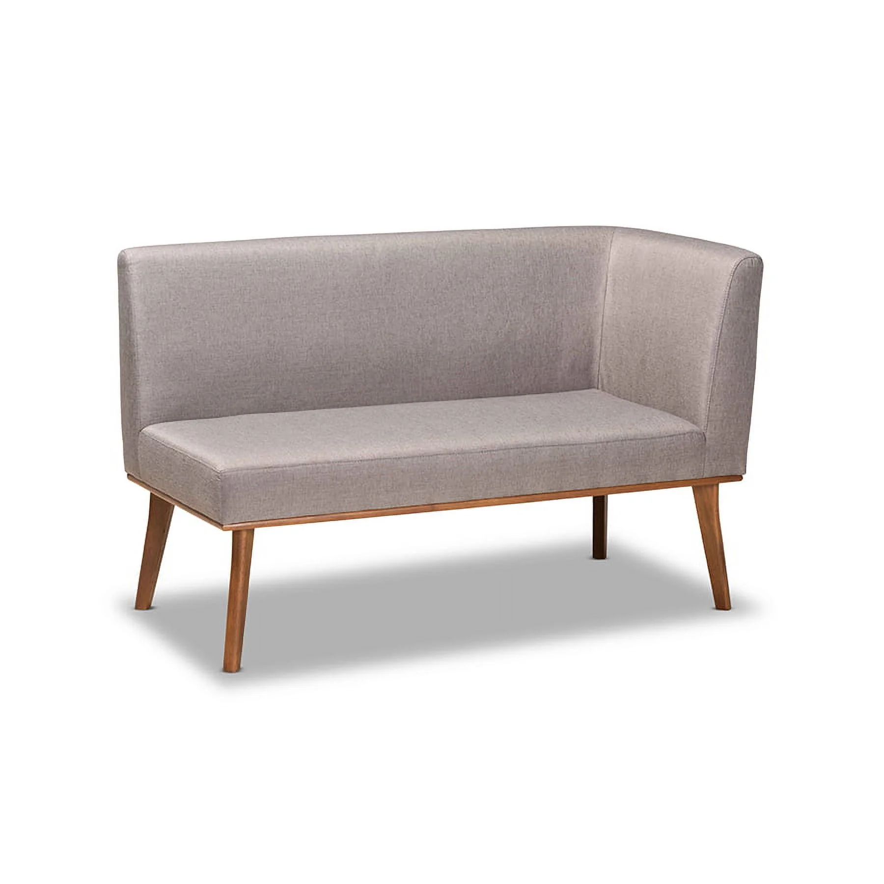 Baxton Studio Odessa Mid-Century Modern Grey Fabric Upholstered and Walnut Brown Finished Wood 3-Piece Dining Nook Set