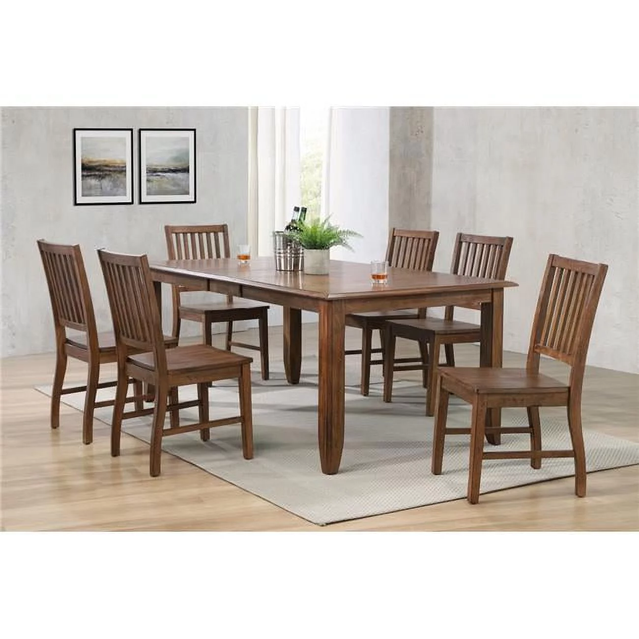 Sunset Trading Simply Brook 7-Piece 72" Extendable Wood Dining Set in Brown