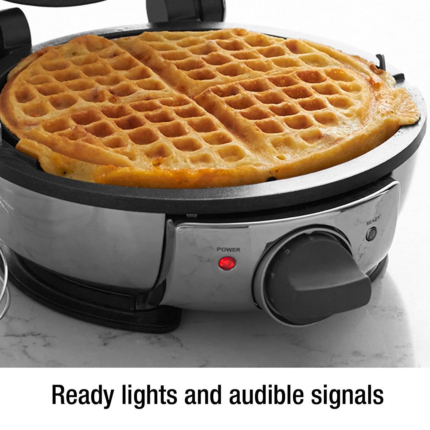 All-Clad 99012GT Stainless Steel Classic Round Waffle Maker with 7 Browning
