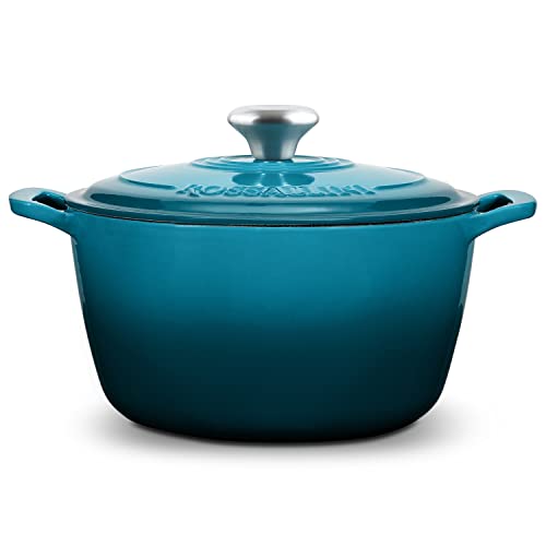 Signature Enameled Cast Iron Dutch Oven, Non-Stick Serving Pot with Tight Fitting Lid for Perfect Roasting, Baking, Sauteing