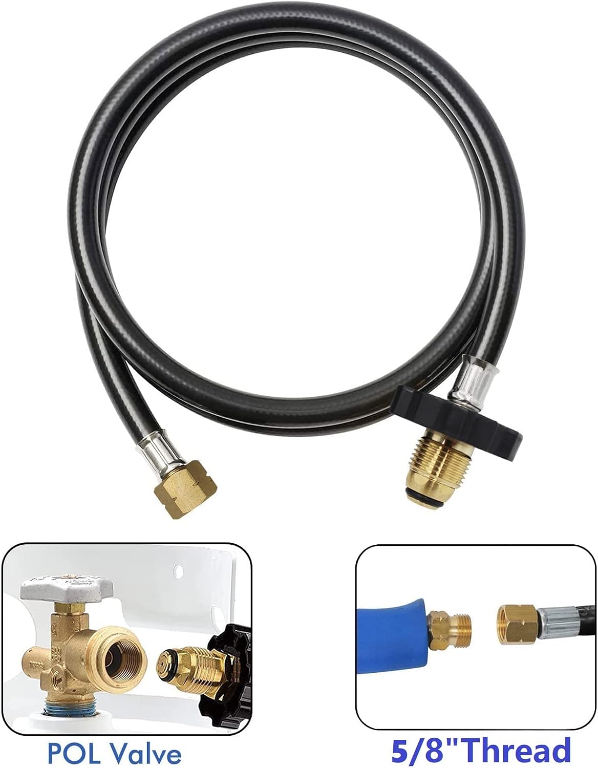 MCAMPAS 350PSI Soft Nose P.O.L valve with 12 Feet Propane Weed Burner Torch Hose Adapter for Use Connects to U.S.Any Standard Propane Tank to Propane