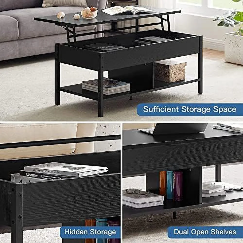 KHBIULIFE Lift Top Coffee Table 3 in 1 Multi- with Hidden Compartment and   Wood Lifting Center Table Convertible Coffee Table to Dining Table for