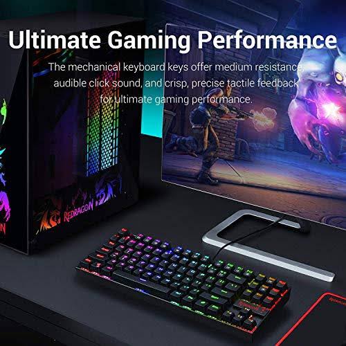 Redragon K552 Mechanical Gaming Keyboard 60% Compact 87 Key Black RGB Backlit