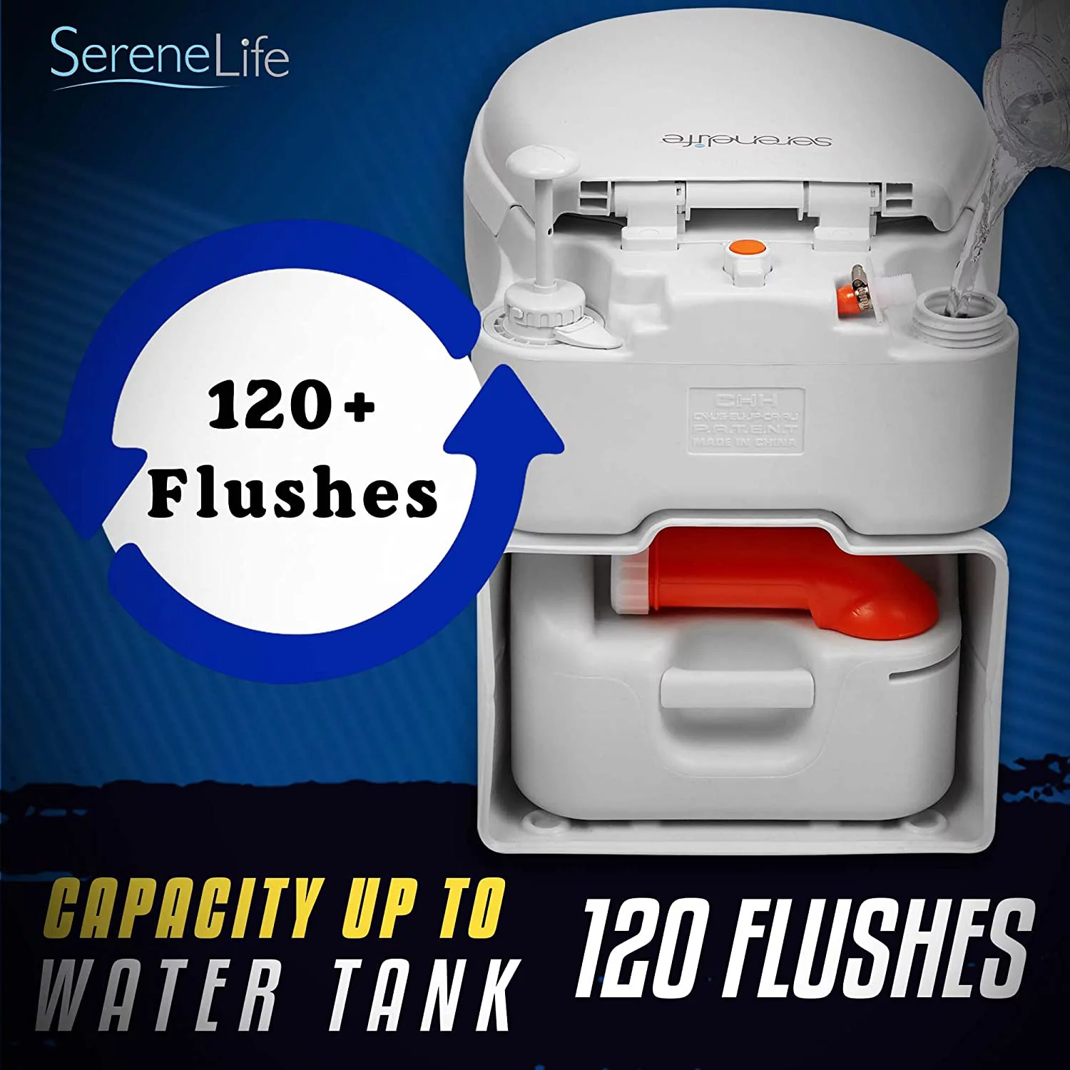 SereneLife Brand Outdoor Portable Cassette Toilet W/ Detachable Waste Holding Tank & Level Indicator