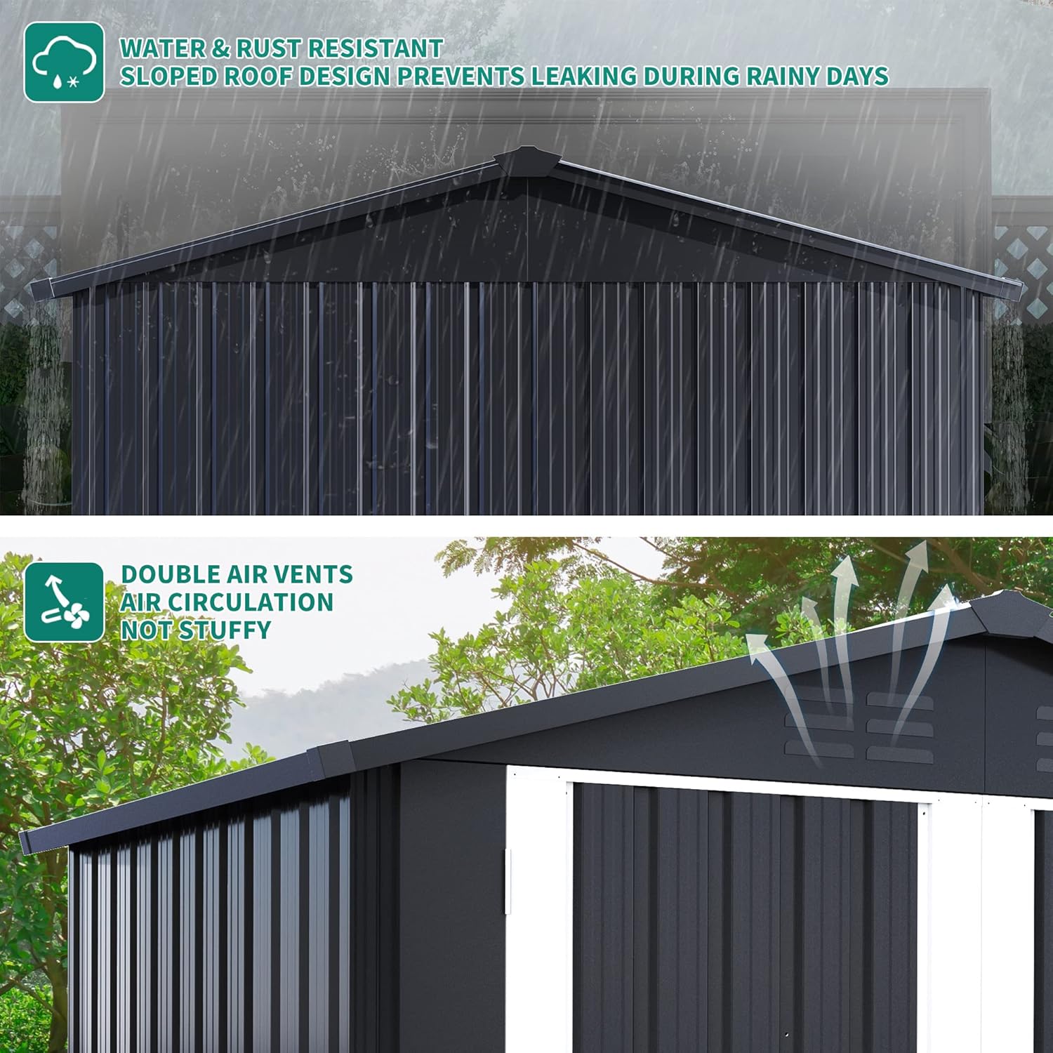 DWVO 6 x 4FT Outdoor Storage Shed, Large Metal Tool Sheds