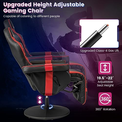 Goplus Massage Gaming Chair, Racing Style Gaming Recliner w/Adjustable Backrest and Footrest