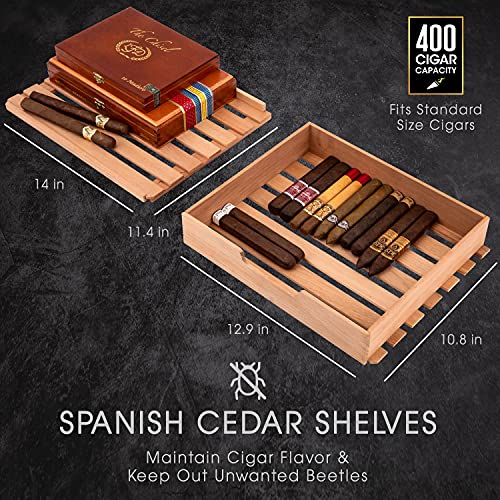 SCHMÉCKÉ 250 Cigar Cooler Humidor with 3 in 1 Precise Cooling, Heating & Humidity Control, Stainless Steel Trim Finish Cabinet