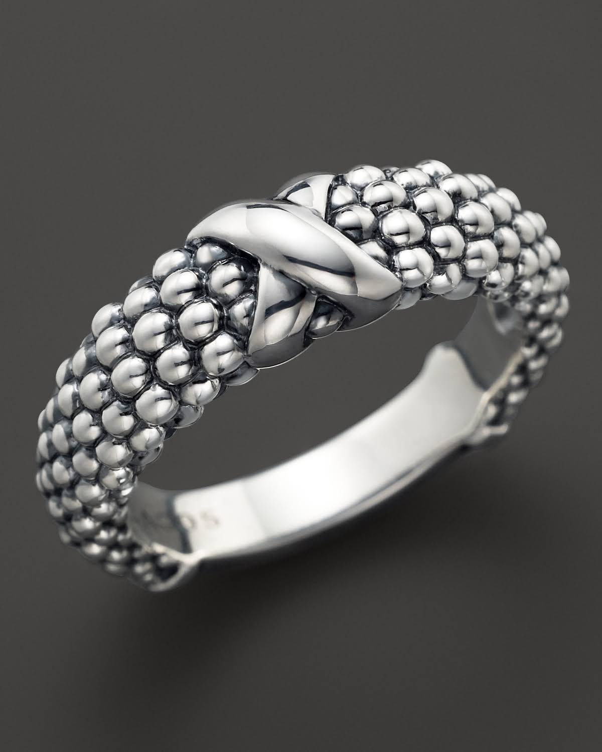 Lagos Signature Caviar Band Ring Silver