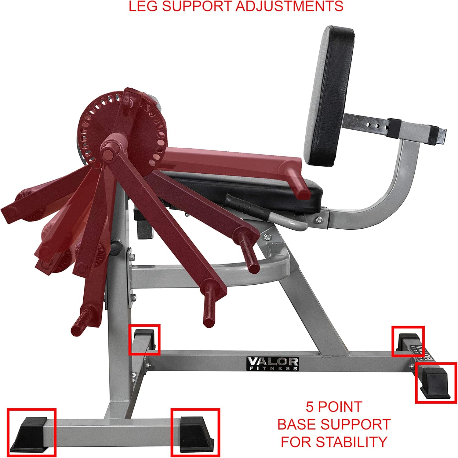 Valor Fitness CC-4 Adjustable Leg Curl Extension Machine 8 Positions- Plate Loaded Max Weight 150 lbs - Home Gym Hamstring Workout