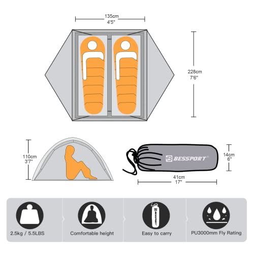 Bessport Camping Tent for 2-3 Person
