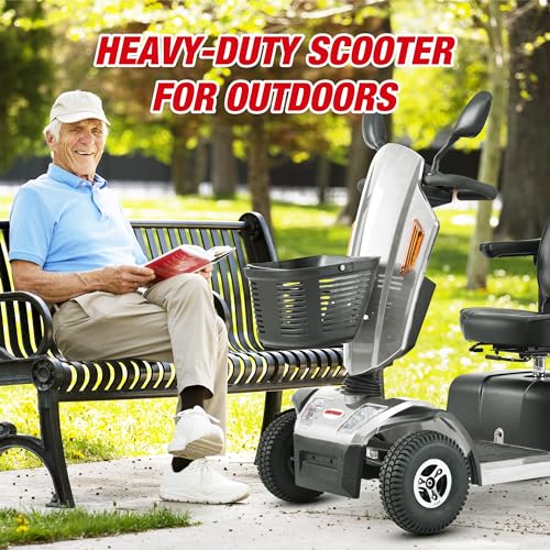 Folding Mobility Scooters, 4-Wheel Electric Mobility Scooter with Cup Holders & USB Charging Port