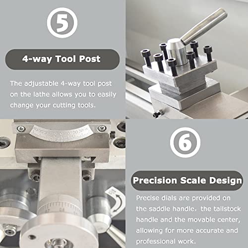INTBUYING 8"x24" Benchtop Metal Lathe 1100W Brushless Motor 50-2500RPM Precision Mini Lathe Machine for Metal/Woodworking Industrial & Hobby Use with