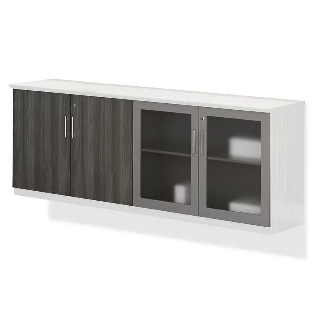 Mayline Medina Series Low Wall Cabinet Doors Contemporary - 34.9" Width x 26.7" Height x 600 mil Thickness - Glass, Wood - Gray, Laminate