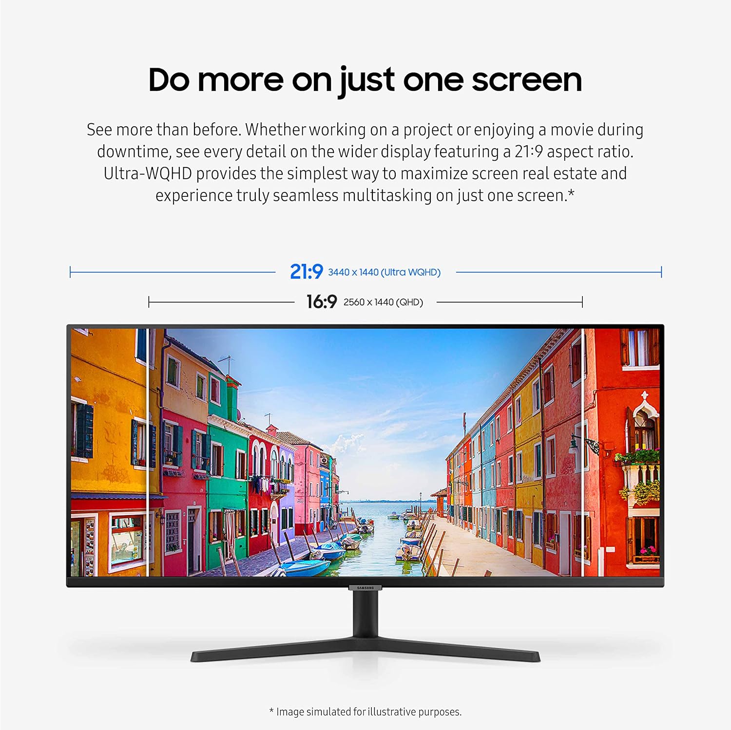 SAMSUNG 34" ViewFinity S50GC Series Ultra-WQHD Monitor, 100Hz, 5ms, HDR10, AMD FreeSync, Eye Care, Borderless Design, PIP, PBP, LS34C502GANXZA, 2023